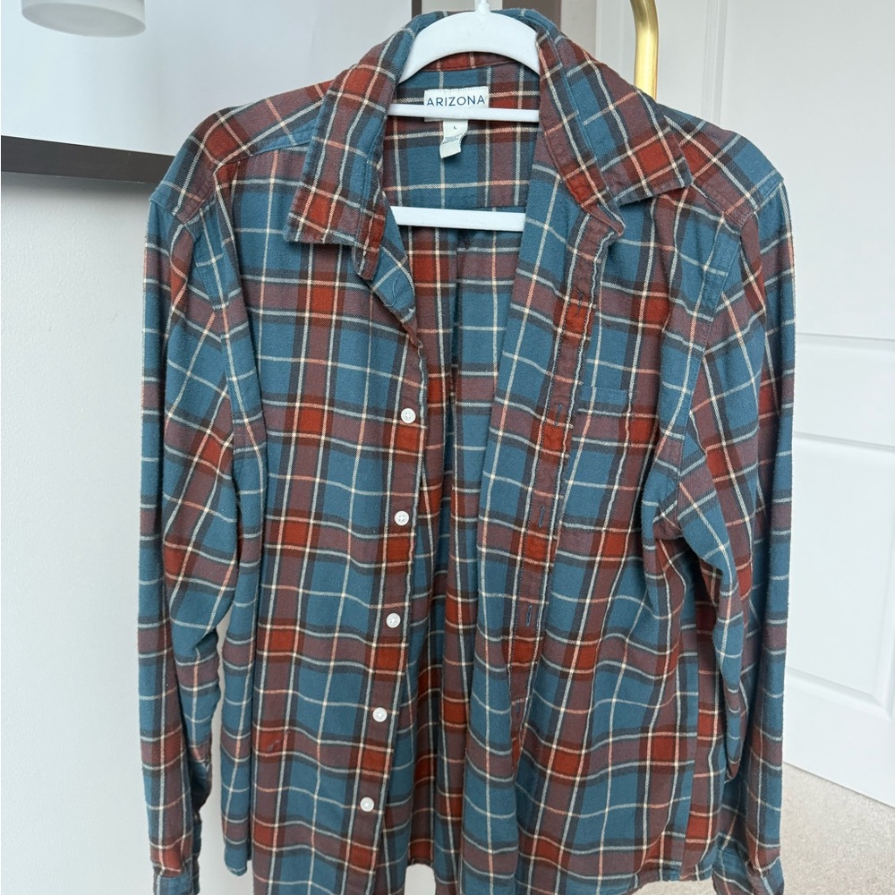 Arizona Plaid Flannel Button-Up Shirt